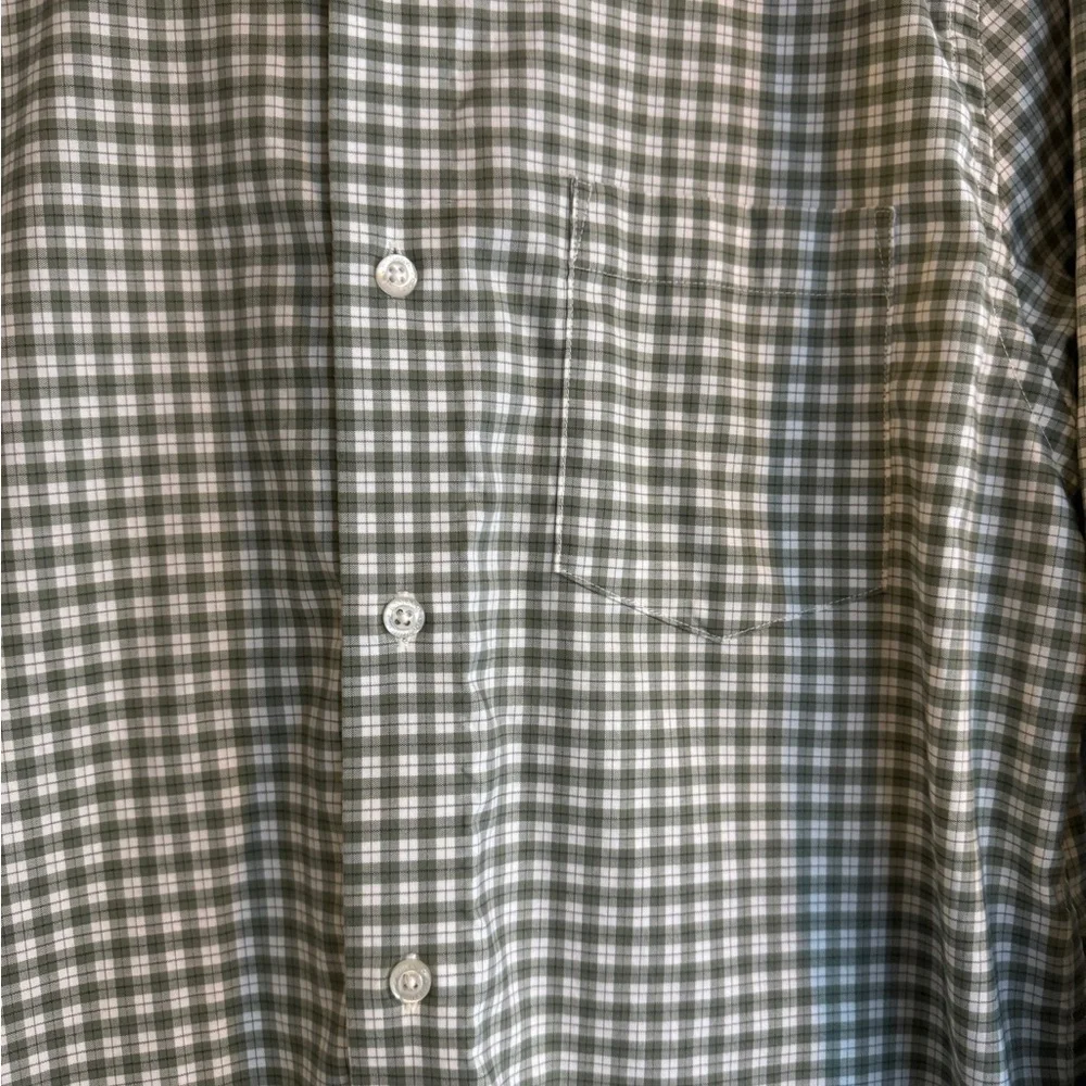 Banana Republic Men's Green Gingham Check Button Down Shirt M Cotton Long Sleeve